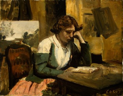 Junges Mädchen beim Lesen von Jean Baptiste Camille Corot